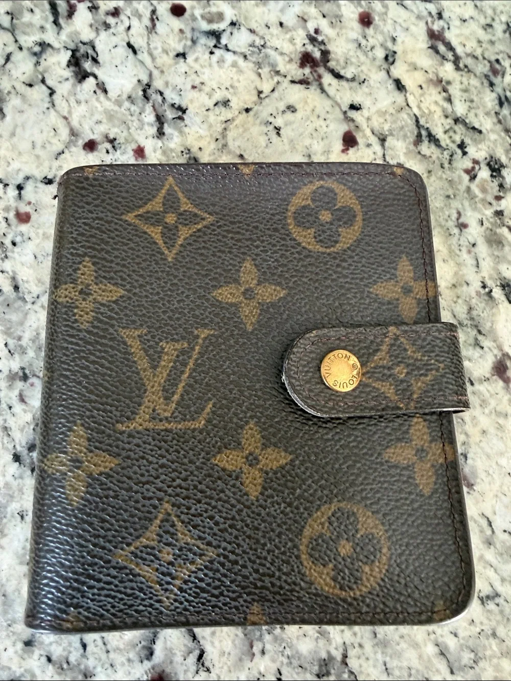 Louis Vuitton Brown Monogram Canvas Card Holder with Gold Snap